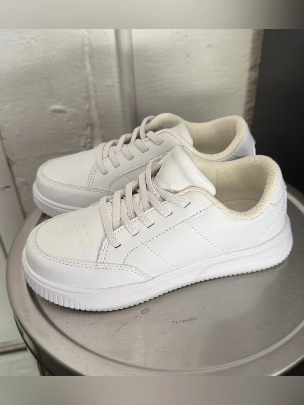 Classic White Kid’s Low-Top Sneakers